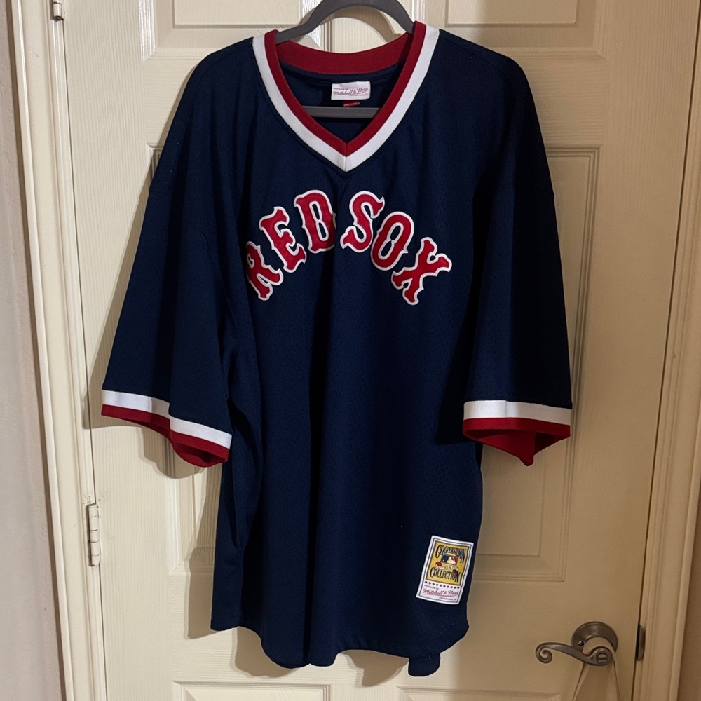 Mitchell & Ness Navy Red Sox Jersey Top with Red & White Trim